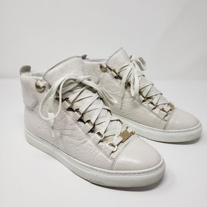 BALENCIAGA Arena High Beige leather Sneakers. Size: 37